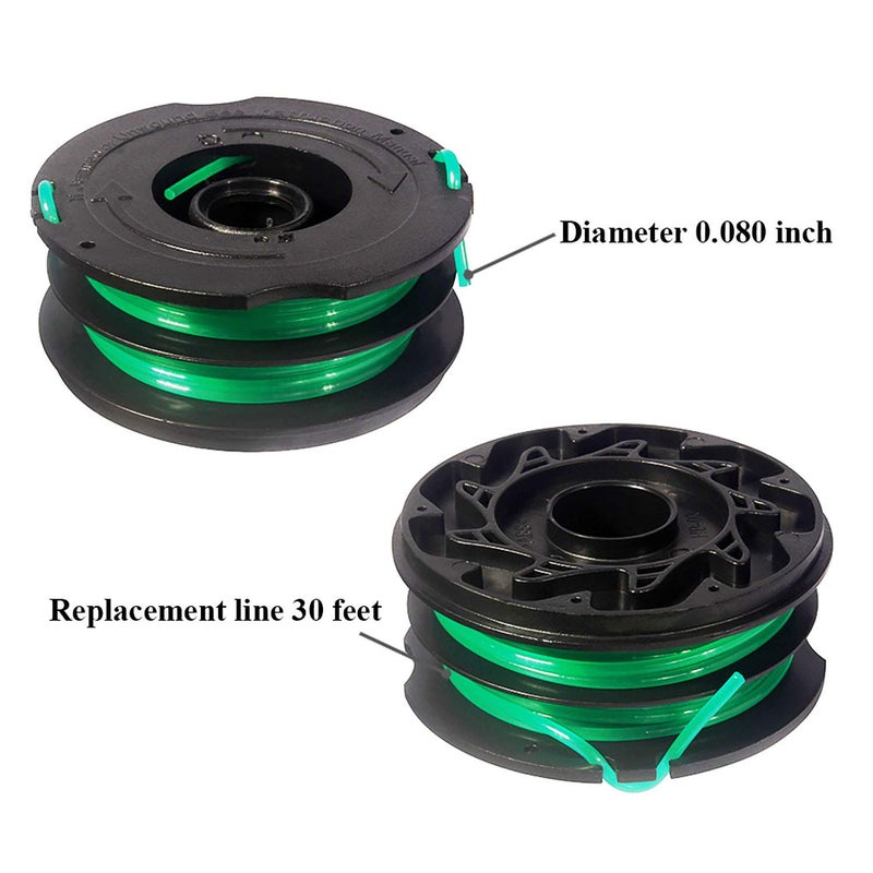 THTEN DF-080 String Trimmer Spools Compatible with Black Decker GH1100 GH1000 GH2000 Electric String Grass Trimmer Lawn Edger DF-080-BKP 30ft 0.080" Dual Auto-Feed Spool 4 Pack - Image 2